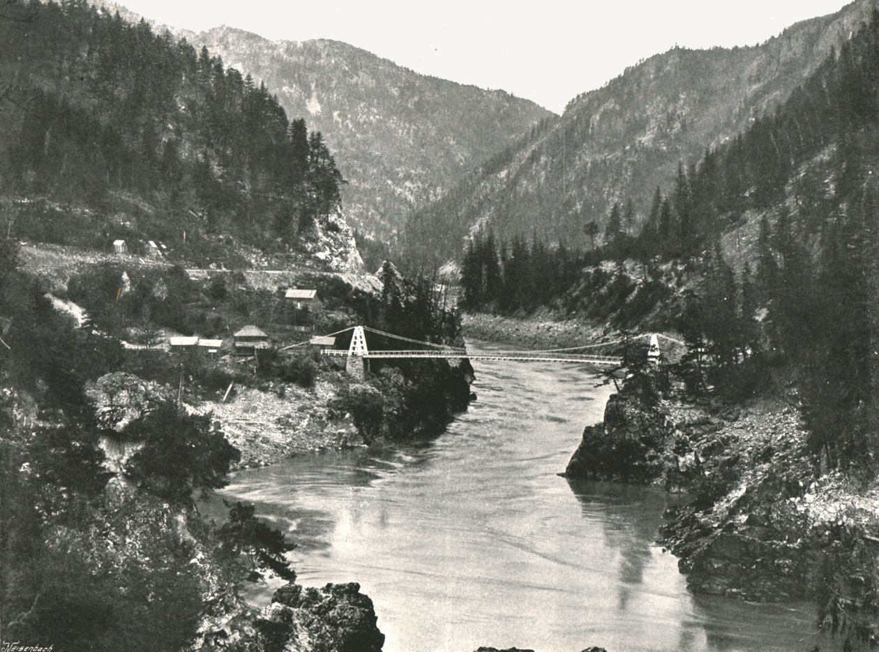 Rockies: Fraser Canyon og Cariboo Road Bridge, nær Spuzzum, Canada, 1895. av William Notman and Son