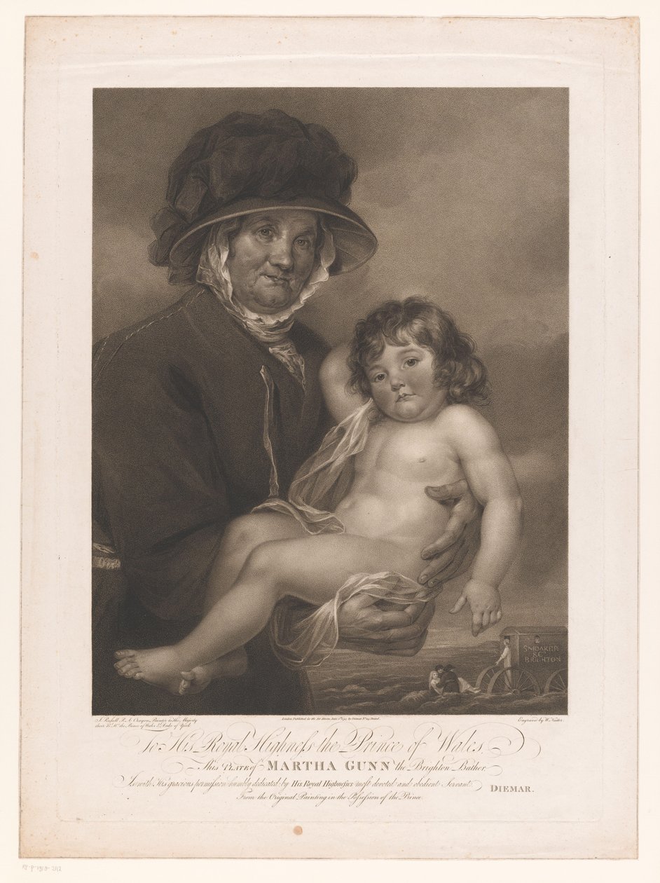 Martha Gunn bærer en bare snill Martha Gunn the Brighton Bather (tittel på objekt) av William Nutter