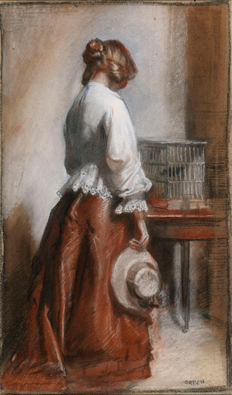 Dame med et fuglebur av William Orpen