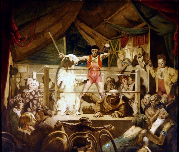 Man Versus Beast, eller The Fair at Neuilly (olje på lerret) av William Orpen