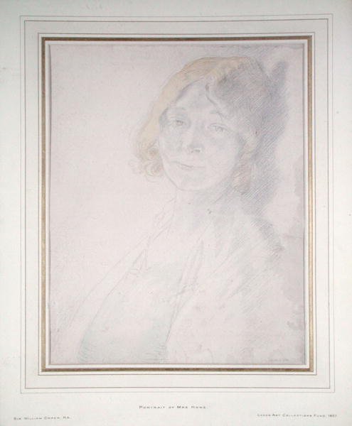 Portrett av fru Hone (blyant og akvarell på papir) av William Orpen