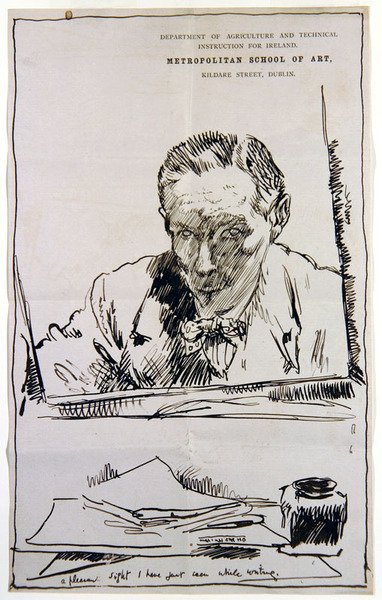 Selvportrett ser i et speil (penn og blekk på papir) av William Orpen