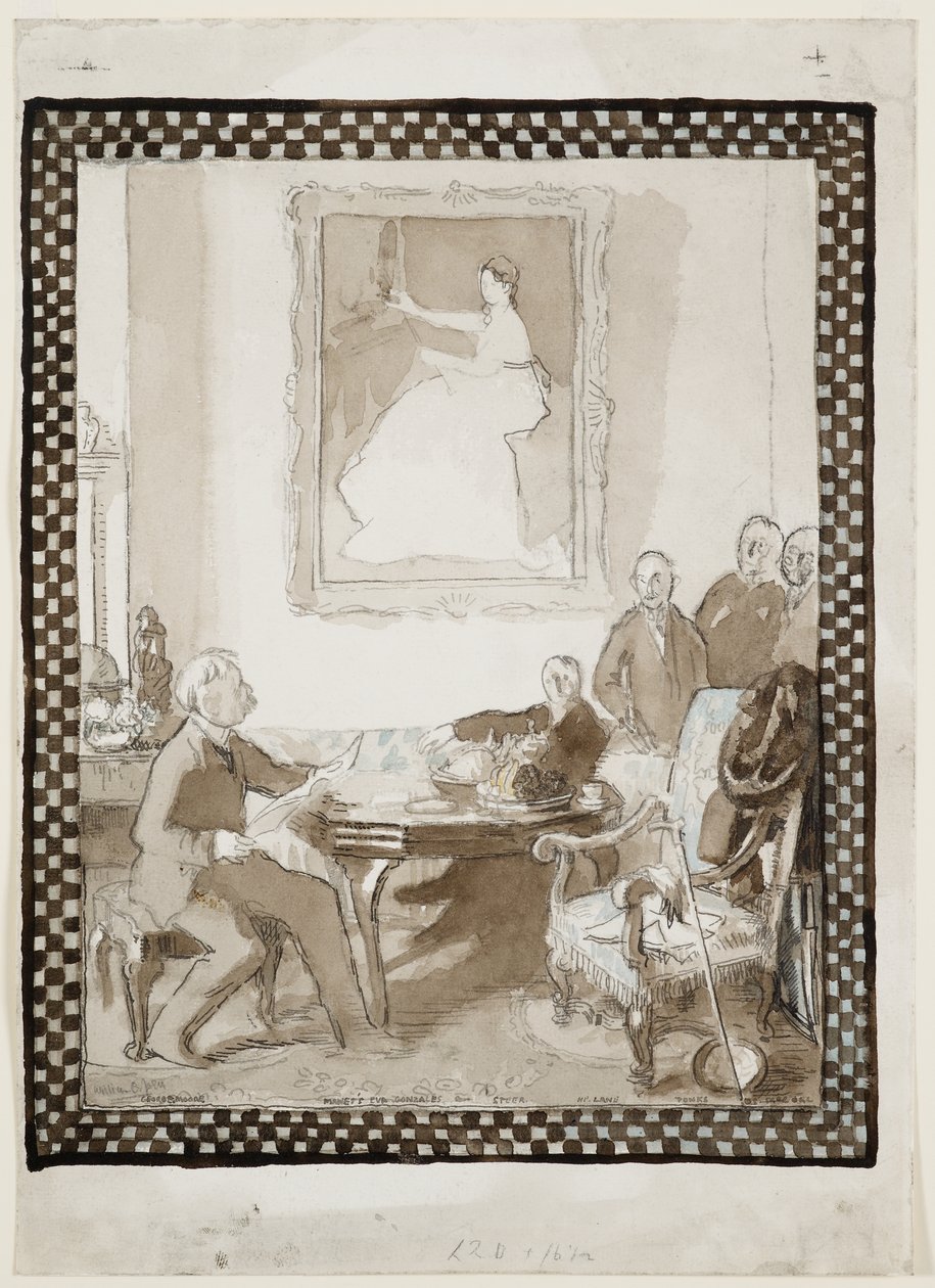 Studie for oljemaleriet 'Homage to Manet', ca. 1906 (akvarell, blekk, kritt og blyant på papir) (se også 63015) av William Orpen