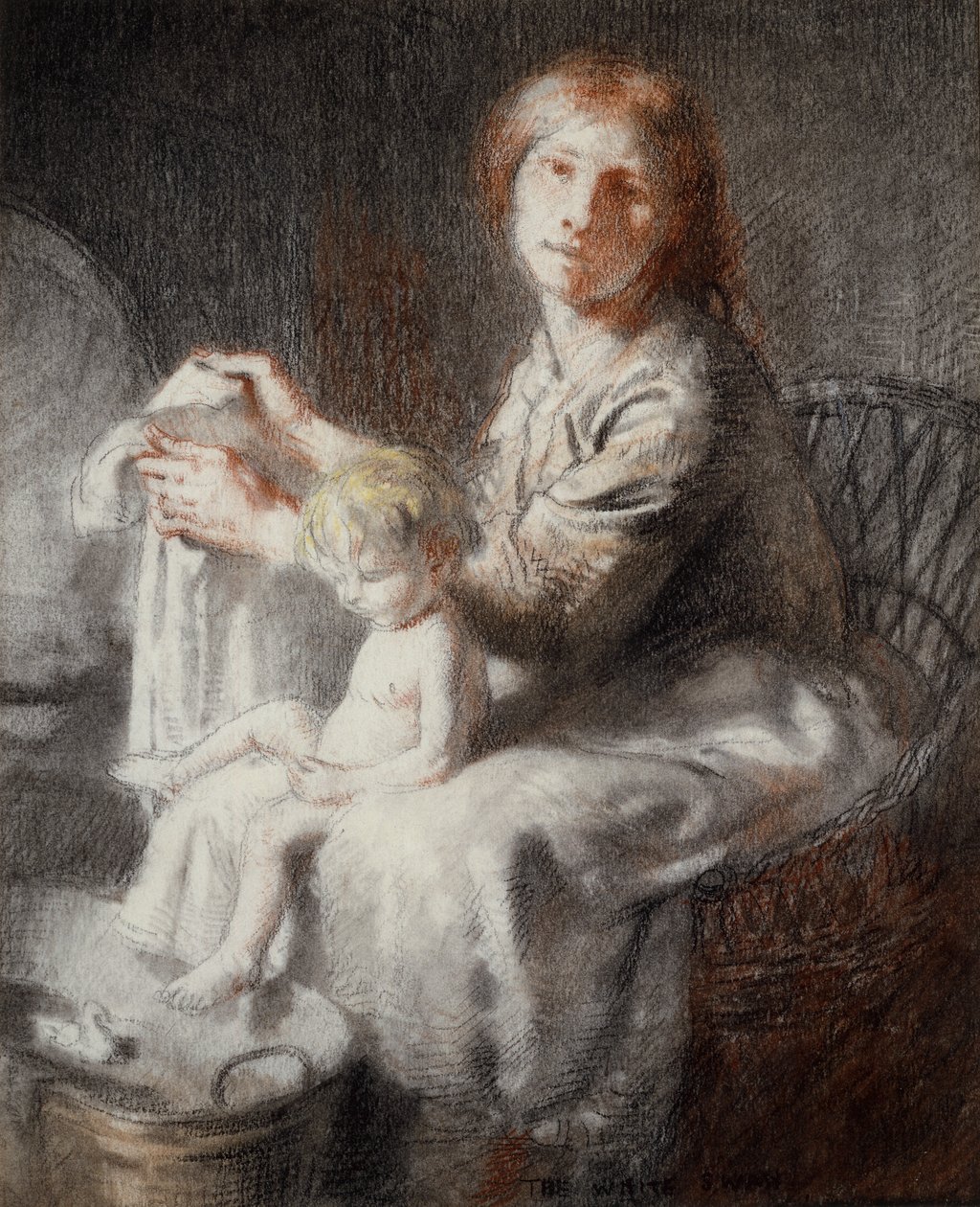 The White Swan (Grace and Kit) (pastell og svart fargestift) av William Orpen