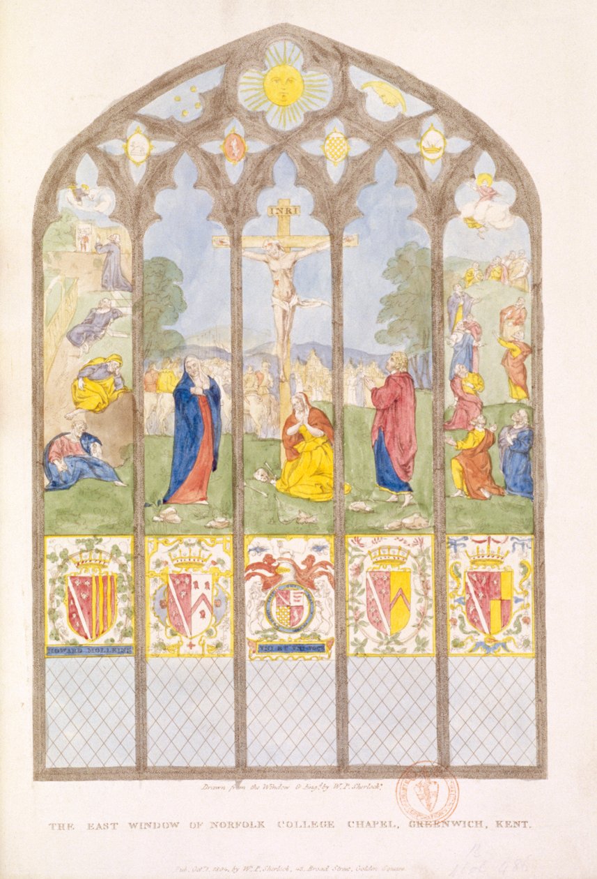 Østvinduet til Norfolk College Chapel, Greenwich, London, 1804 av William P Sherlock