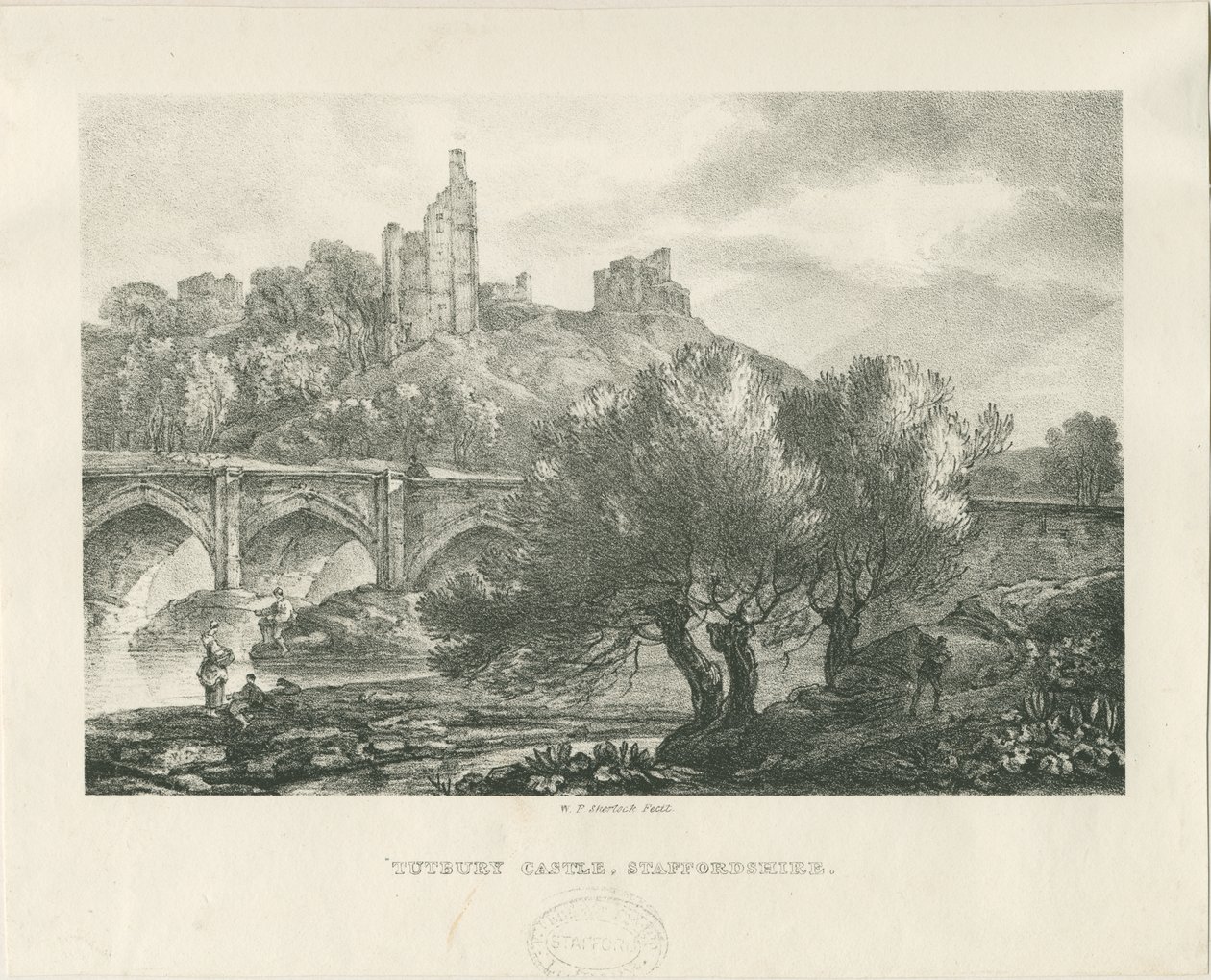 Tutbury Castle - South View: sinkograf, og [begynnelsen av 1800-tallet] av RC