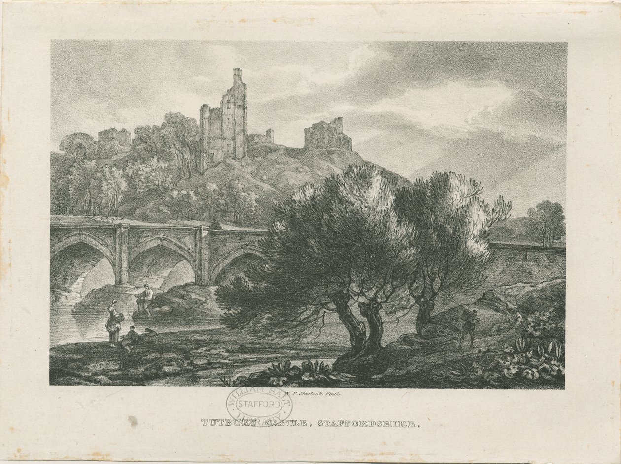 Tutbury Castle - South View: sinkograf, og [begynnelsen av 1800-tallet] av RC