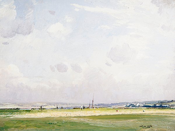 Westward Ho - The Twelfth Green, 20. århundre (olje på panel) av William Page Atkinson Wells