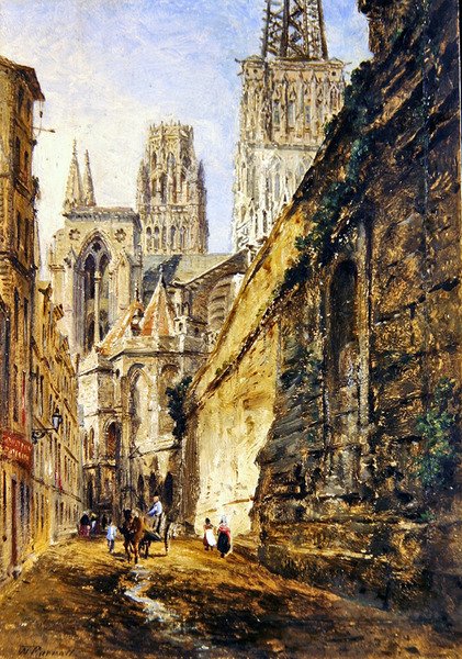 Rouen katedral, ca. 1860 (olje på papir lagt om bord) av William Parrott
