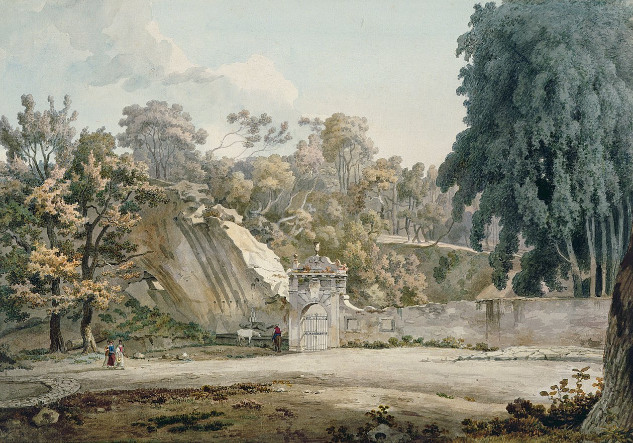Park Gateway and Fountain (akvarell på papir) av William Pars