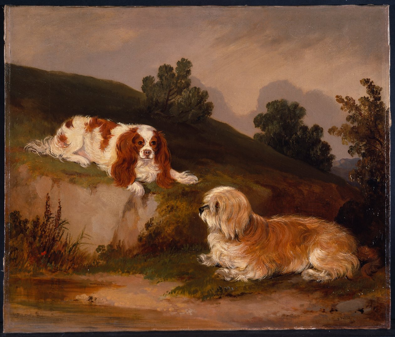 Landskap med spaniel og terrier av William Pascoe