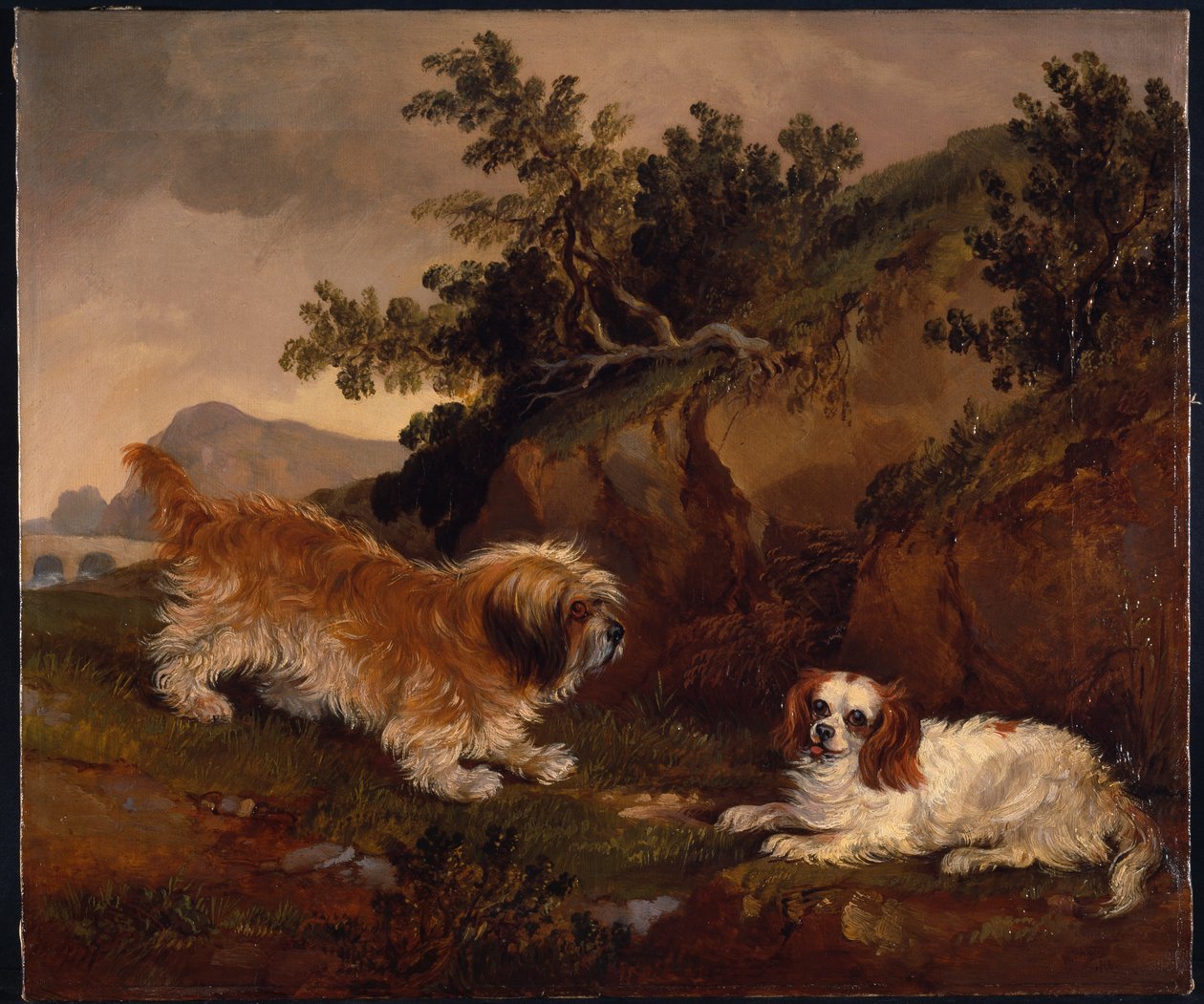 Landskap med spaniel og terrier av William Pascoe