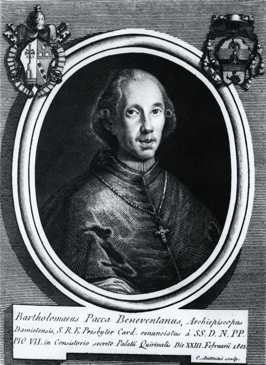 Portrett av Bartolomeo Pacca (1756-1844), italiensk kardinal, gravering av Nicolas Toussaint Charlet
