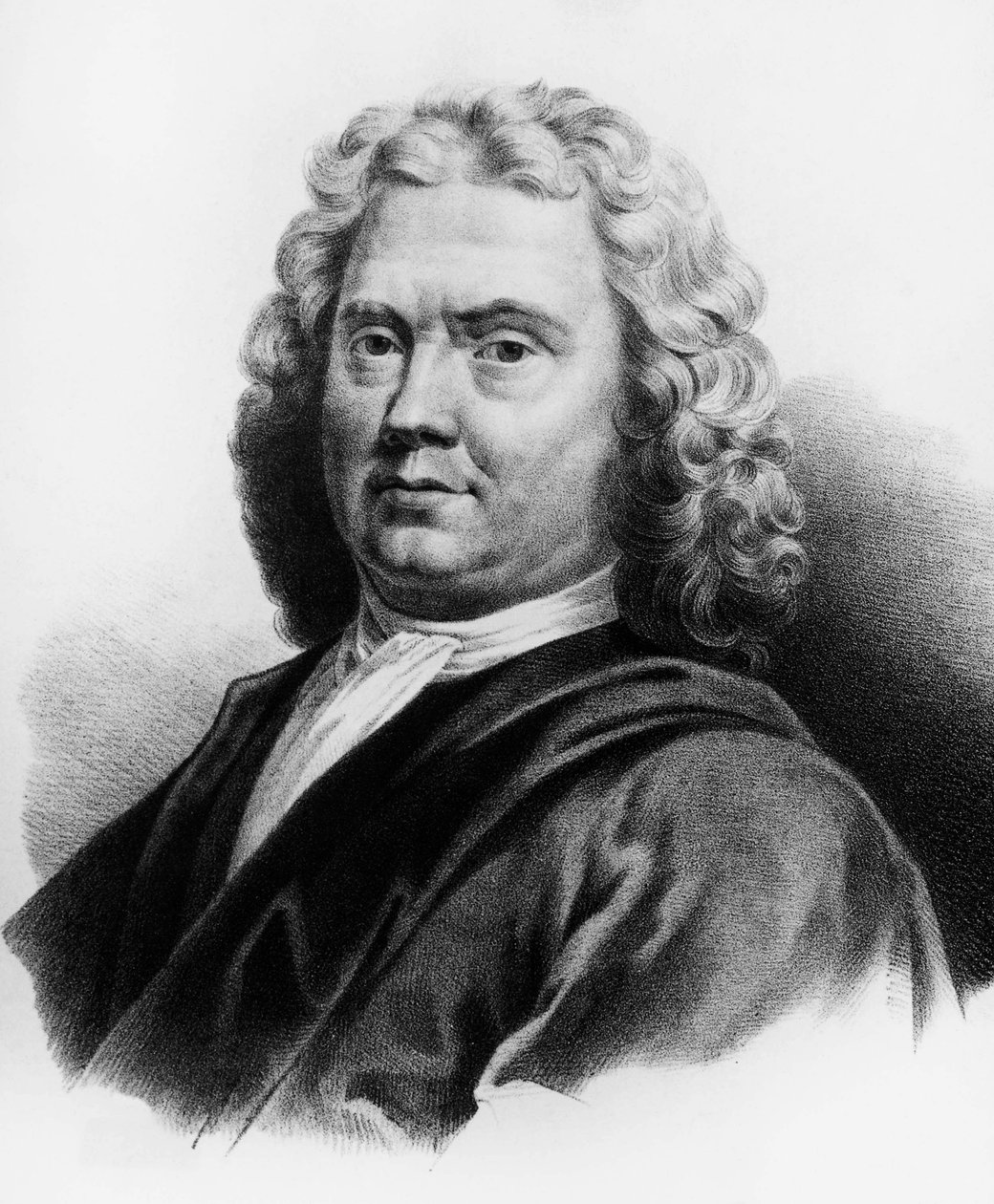 Portrett av Herman Boerhaave (1668-1738), nederlandsk lege, kjemiker og botaniker, gravering av Nicolas Toussaint Charlet