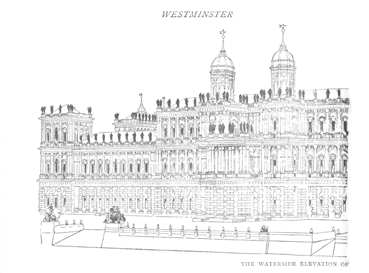 The Waterside Elevation of Inigo Jones Proposed Palace, c1897 av William Patten