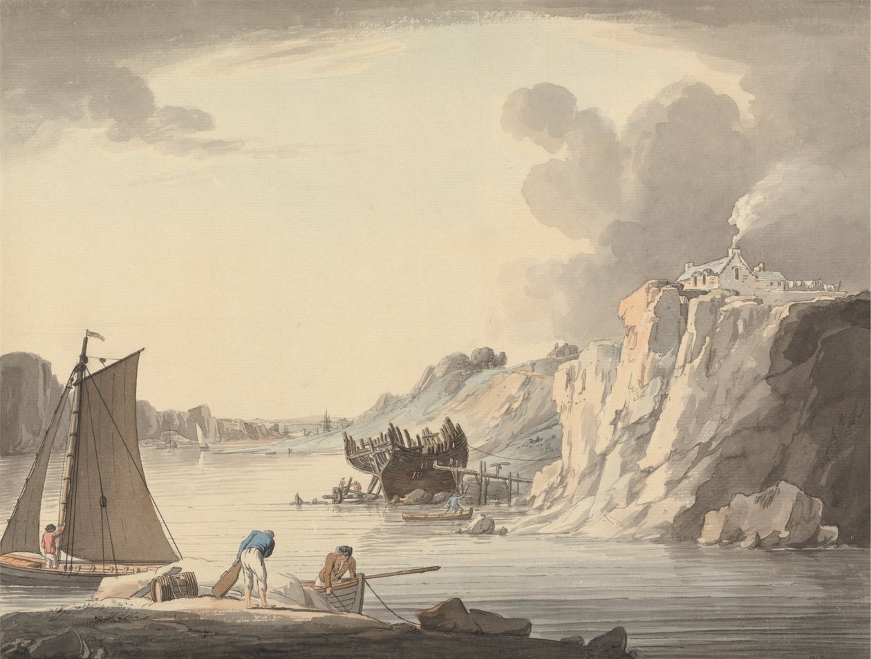 Inngang til Stonehouse Creek, mellom Plymouth og Dock, Devon av William Payne