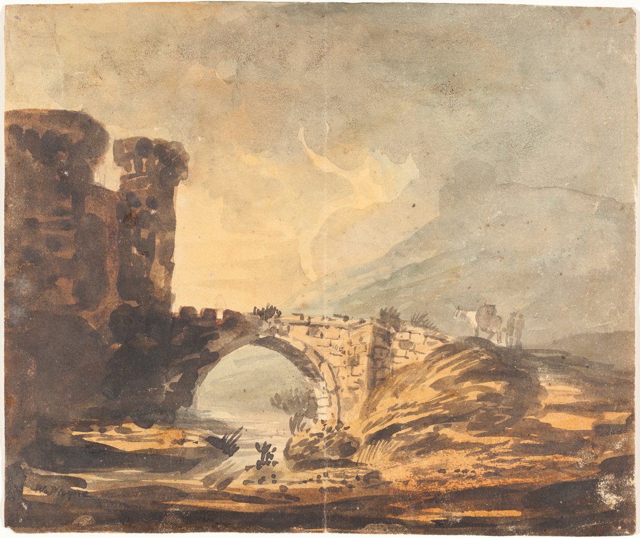 Landskap med slott og bro av William Payne
