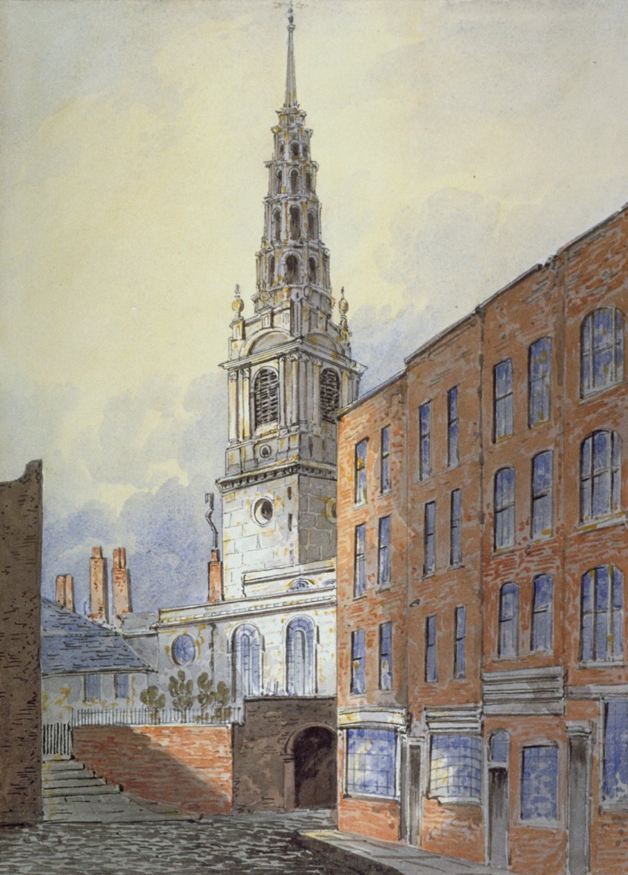 Church of St Bride, Fleet Street, City of London, c1815 av William Pearson