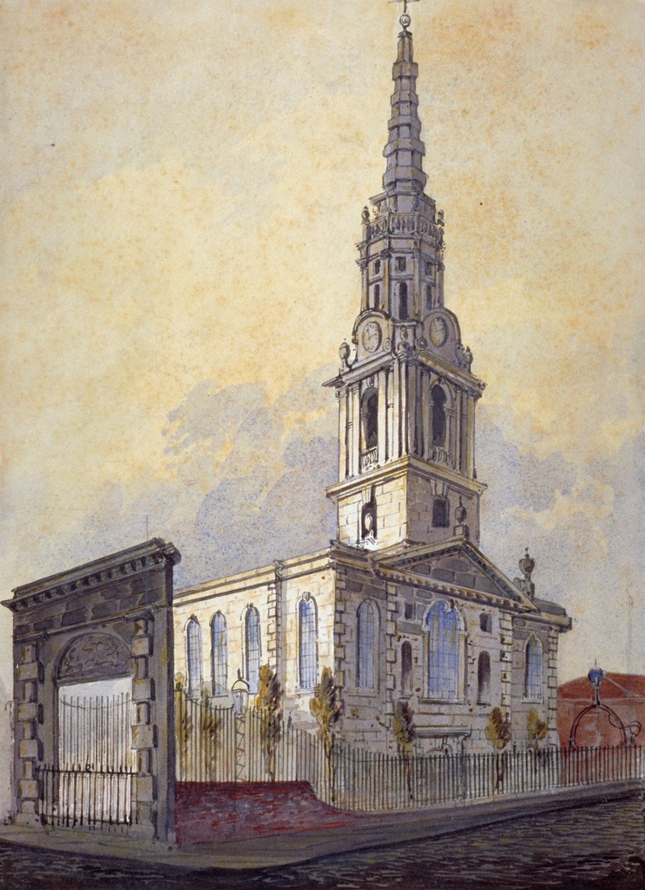 Church of St Giles in the Fields, Holborn, London, c1815. av William Pearson