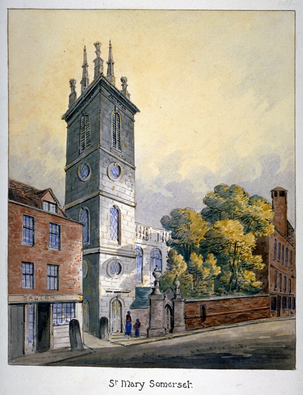 Church of St Mary Somerset, City of London, c1815 av William Pearson