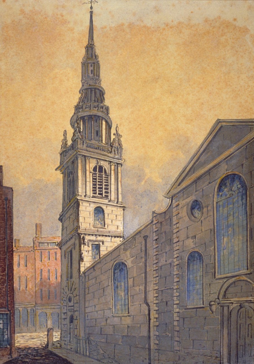 Church of St Mary le Bow fra Bow Churchyard, City of London, c1815 av William Pearson
