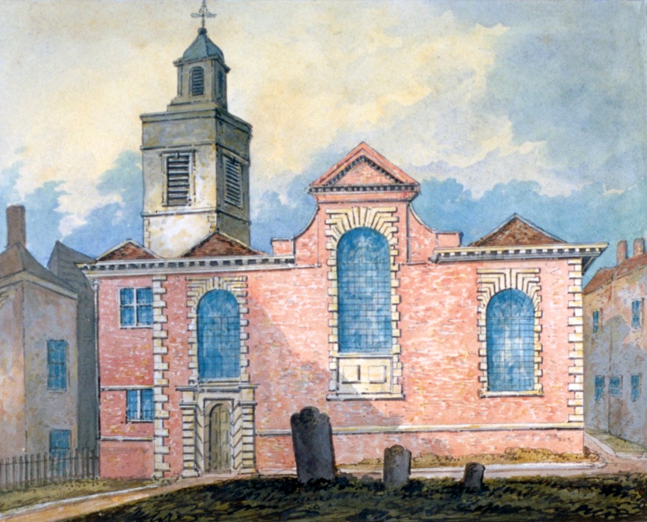 Utvendig utsikt over St Anne og St Agnes, City of London, c1810. av William Pearson
