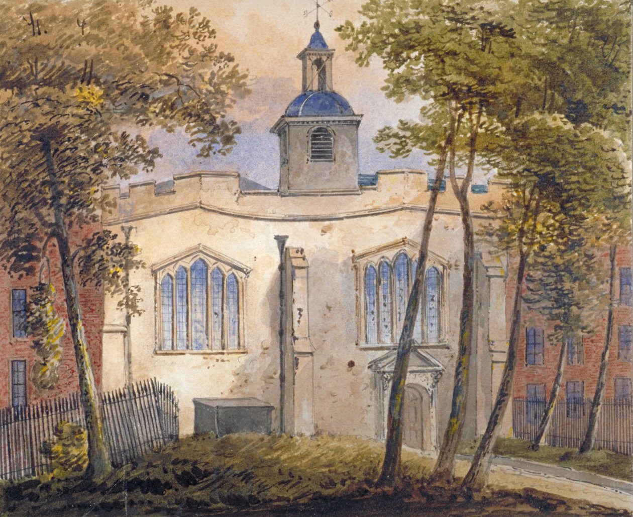 Vestutsikt over Church of St Helen, Bishopsgate, City of London, c1810 av William Pearson