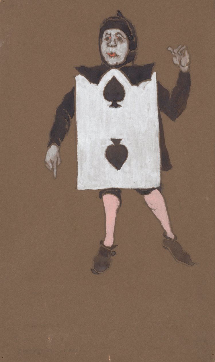 To av Spades kostymedesign for Alice-in-Wonderland, 1915. av William Penhallow Henderson
