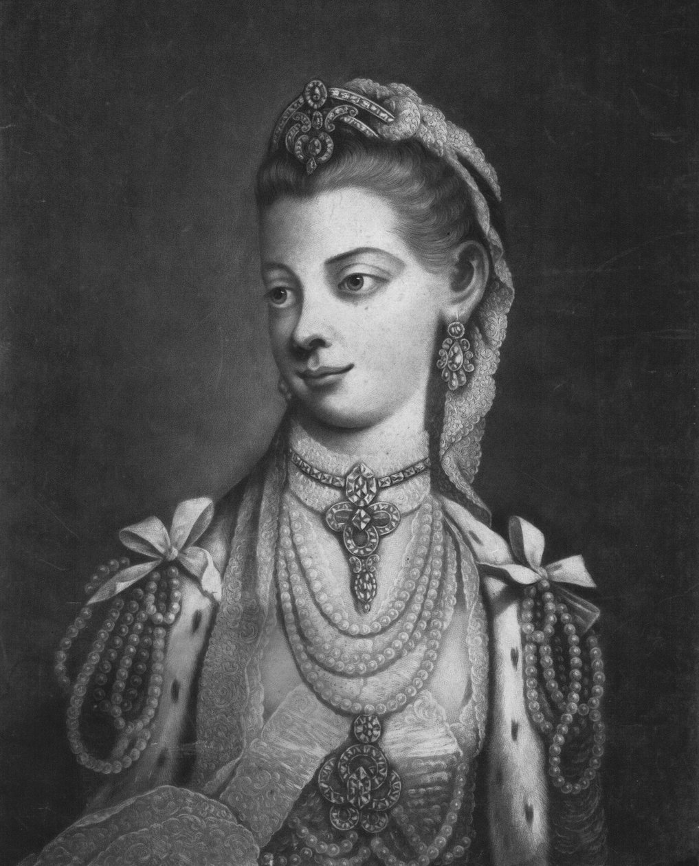 Hennes mest utmerkede majestet Charlotte, dronning av Storbritannia, 1762 av William Pether