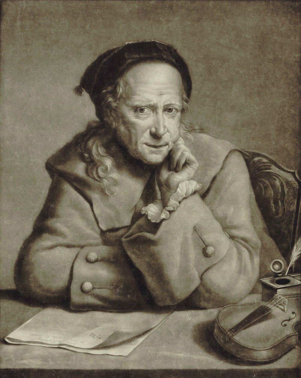 Portrett av fiolinisten og komponisten Carlo Tessarini 1690-1766, ca 1760. av William Pether