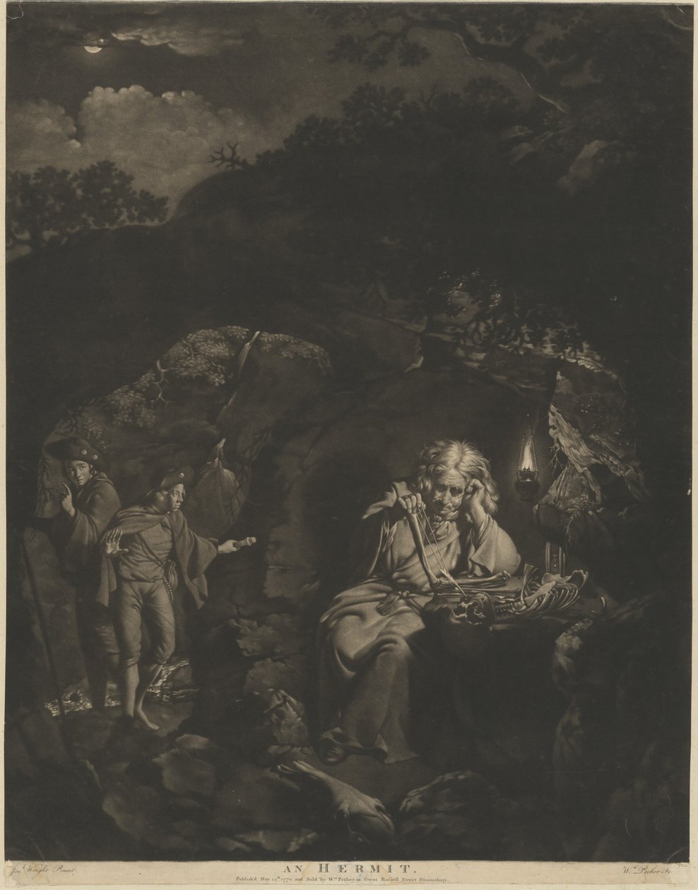 En eremitt av William Pether after Joseph Wright