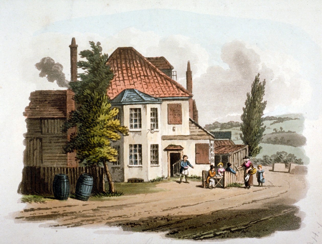The Farthing Pie House Inn på St Marylebone New Road, London, c1810 av William Pickett