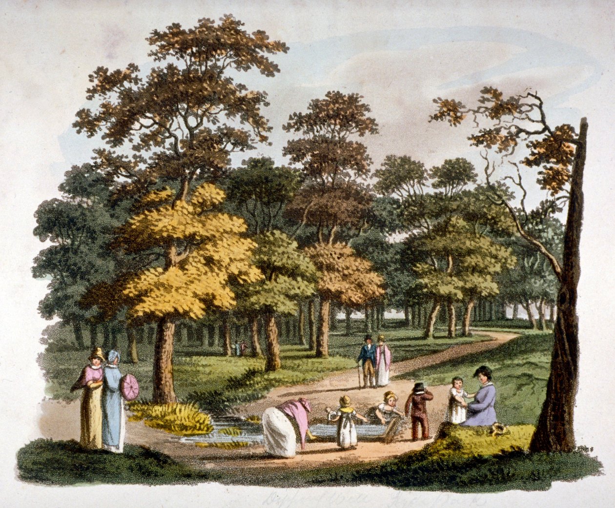 Utsikt over "dyppe"-brønnen i Hyde Park, Westminster, London, c1810 av William Pickett