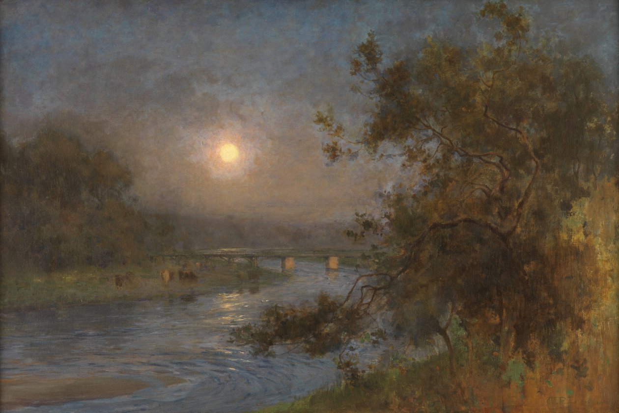 Når skumringen forsvinner under månen (olje på lerret) av William Playfair Dickson