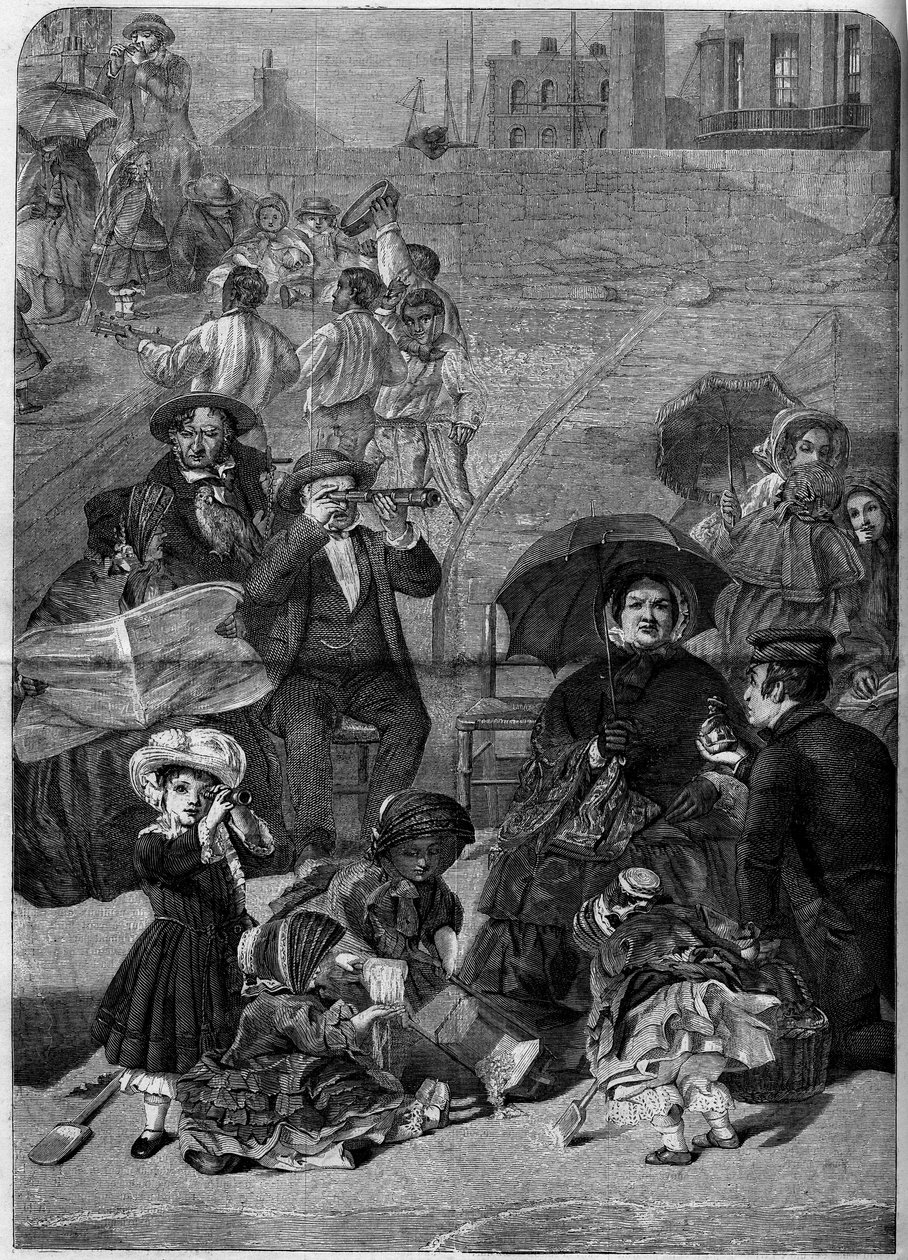 Victorian England: Tourists on the Beach of Ramsgate, England av William Powell (after) Frith