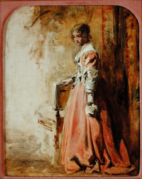 Den rosa kjolen (olje på papir) av William Powell Frith