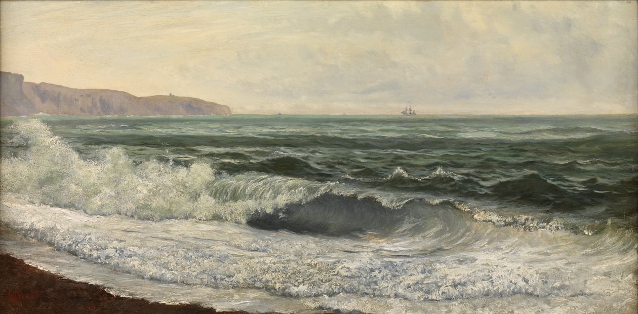 Rough Weather, West Bay, Dorset (olje på panel) av William Pye