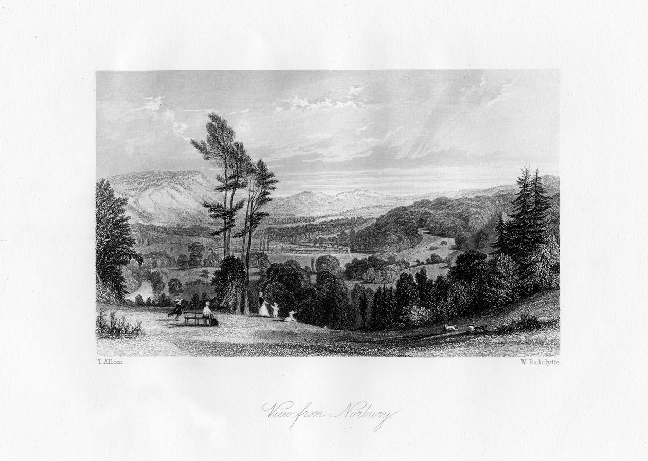 Utsikt fra Norbury, Surrey, 1800-tallet. av William Radclyffe