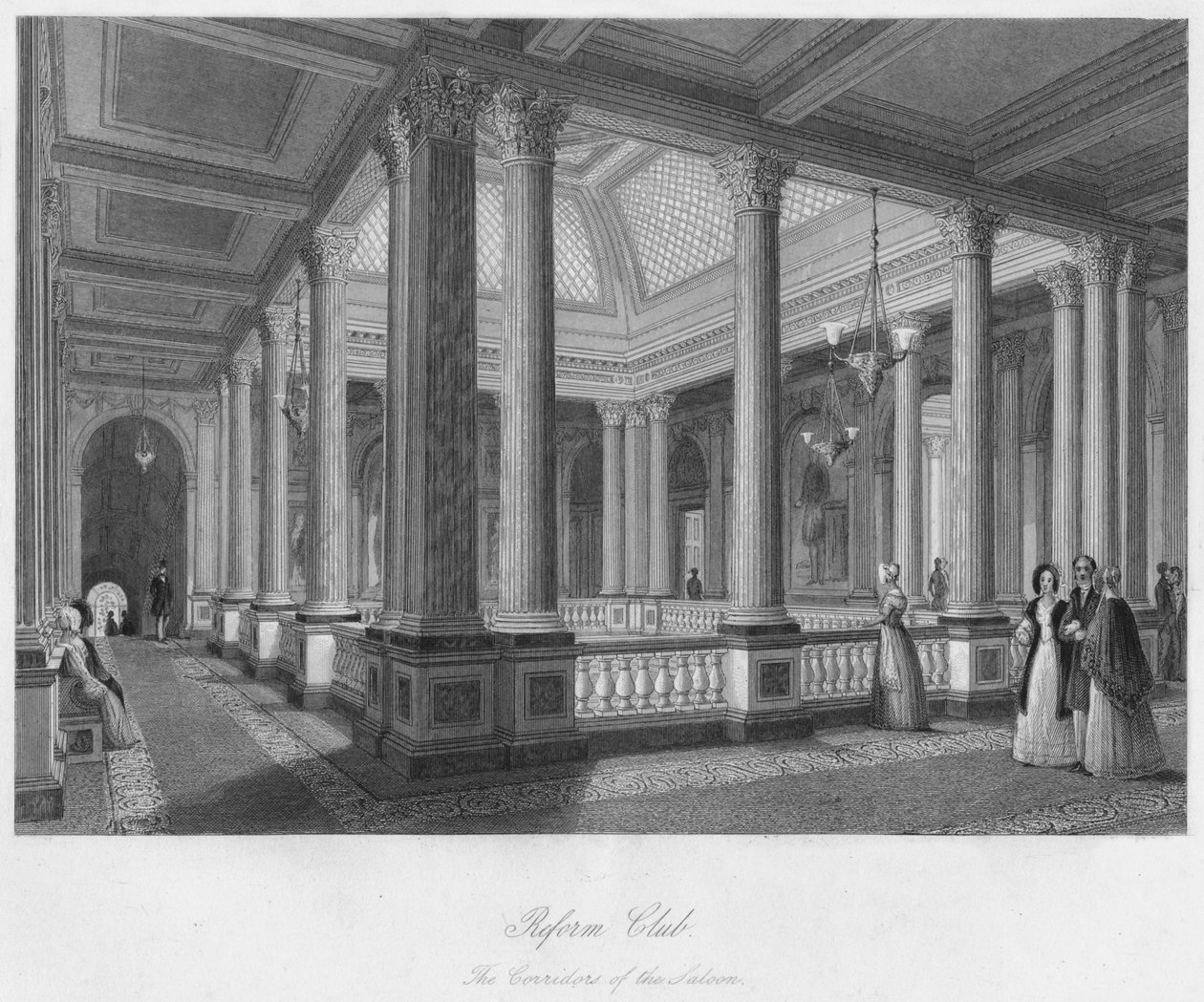 Reformklubb. Salongens korridorer, c1841 av William Radclyffe
