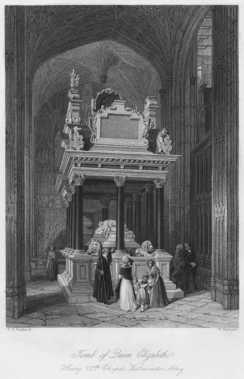 Dronning Elizabeths grav: Henry VIIs kapell, Westminster Abbey, c1841 av William Radclyffe