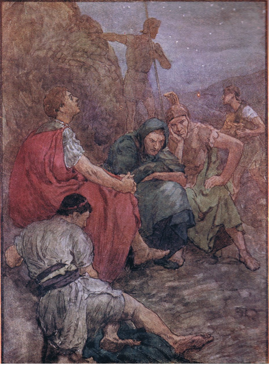 Brutus og hans følgesvenner etter slaget ved Philippi, fra Plutarch Lives utgitt av T C & E C Jack Ltd av William Rainey