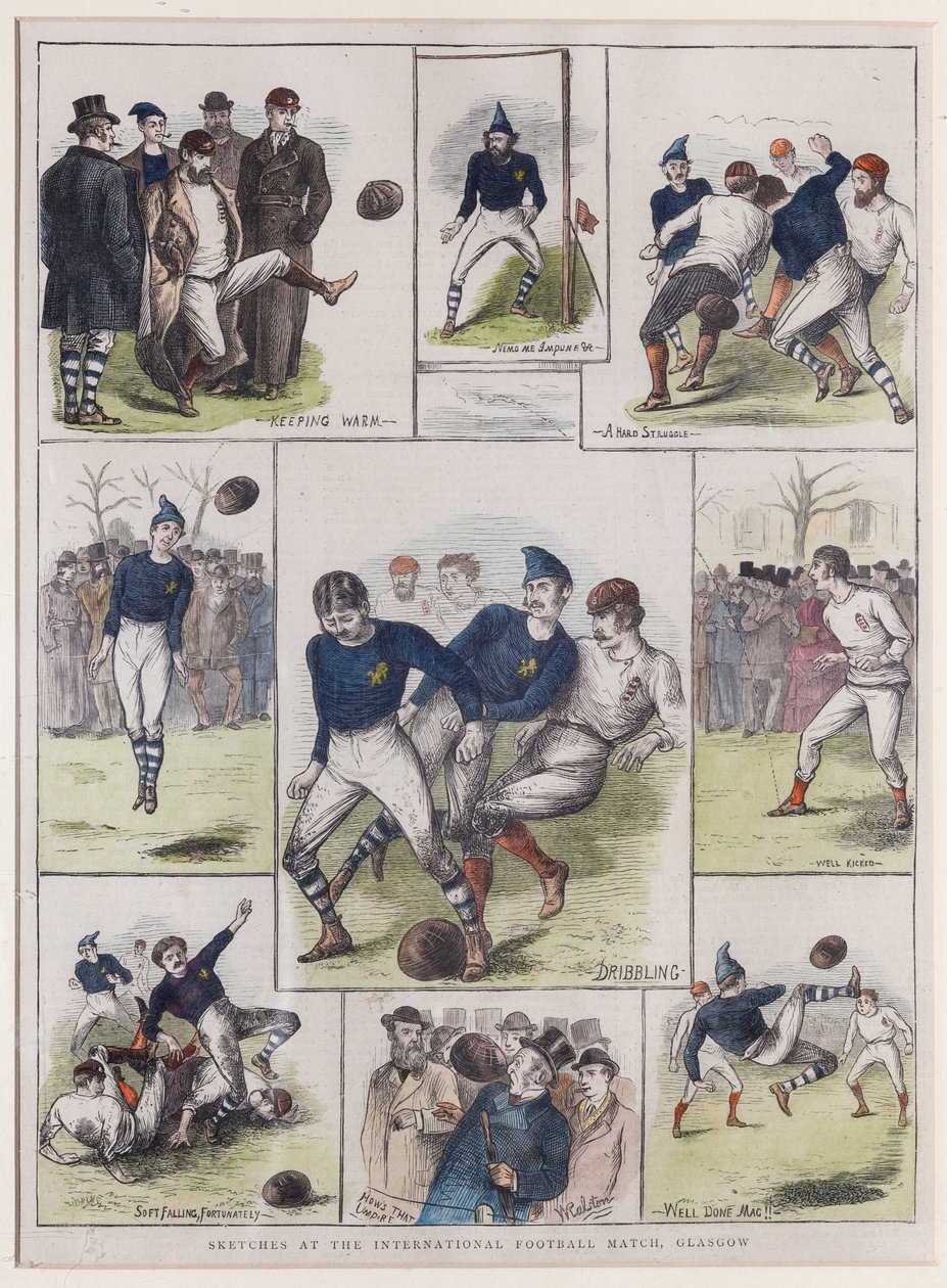 Skisser ved den internasjonale fotballkampen, Glasgow, 1872 av William Ralston