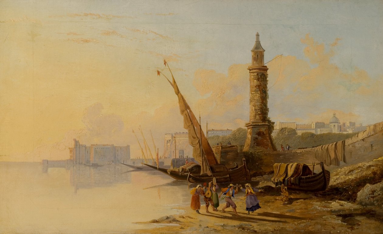 Italiensk kystscene av William Raymond Dommerson