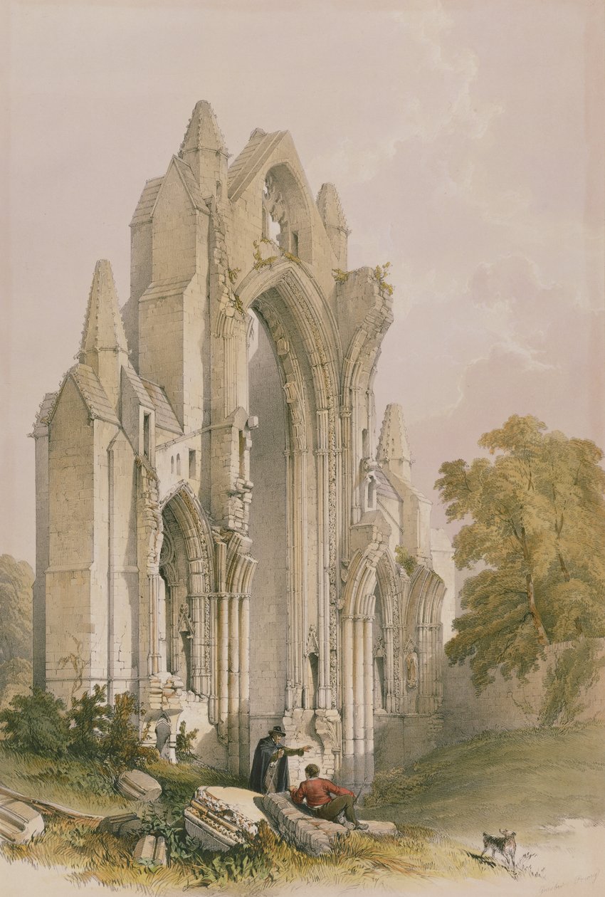 Guisborough Priory, Interior of the East End, fra The Monastic Ruins of Yorkshire, gravert av George Hawkins (1819-52), 1842 av William Richardson