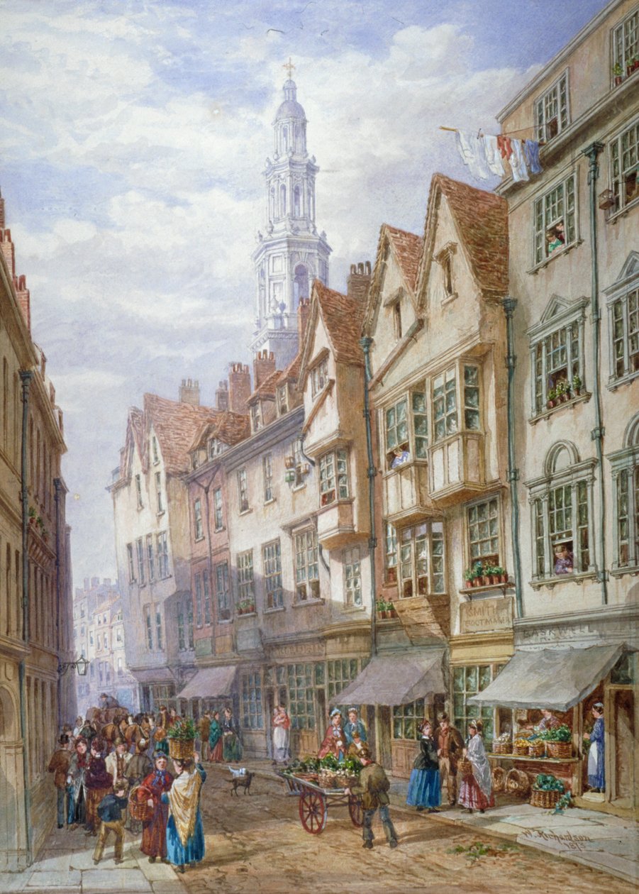 Gamle hus i Wych Street, Westminster, London, 1873 av William Richardson