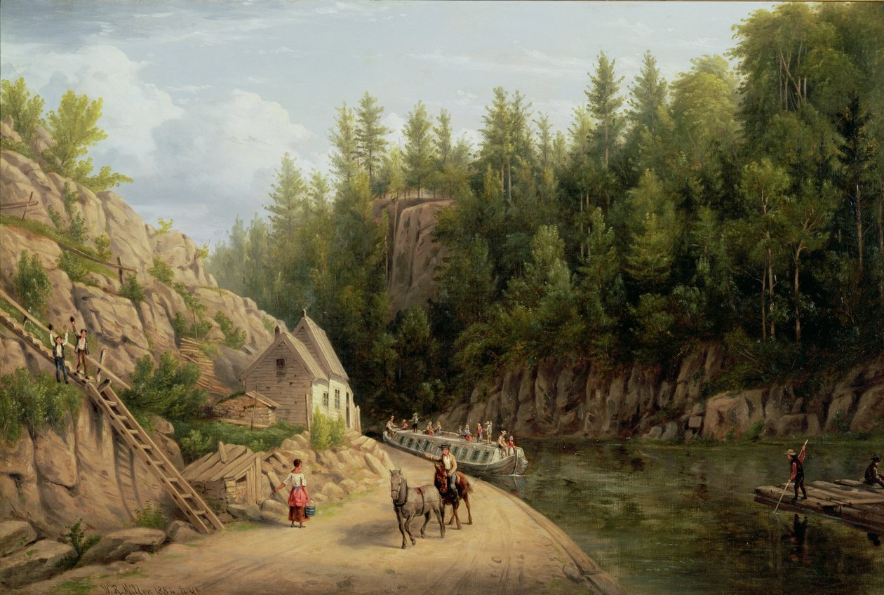 Erie Canal ved Little Falls, New York, 1884 av William Rickarby Miller