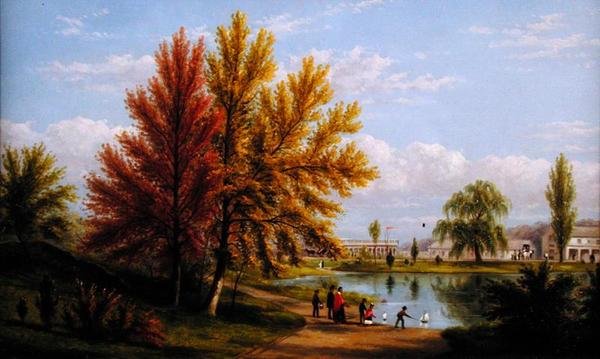 The Upper Lake, Central Park, New York City av William Rickarby Miller
