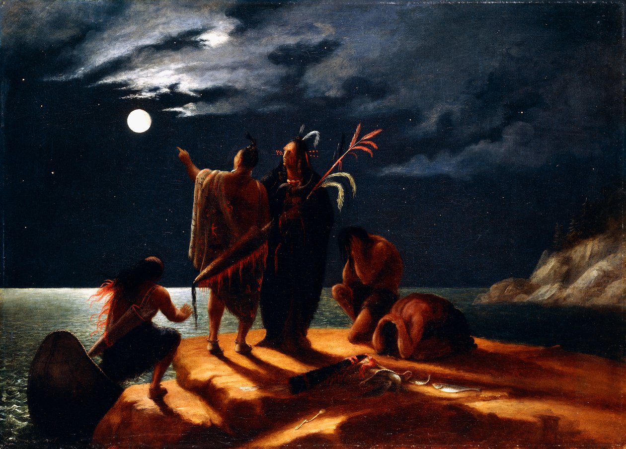 Indianere som opplever en måneformørkelse, ca. 1848-50 av William Rimmer