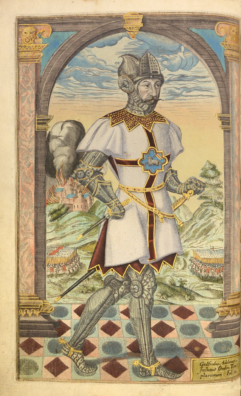 Godfrey Adelmar, fra nHonor Military, og Civill, William Segar, pub. Robert Barker, London, 1602 (håndfarget gravering) av William Rogers