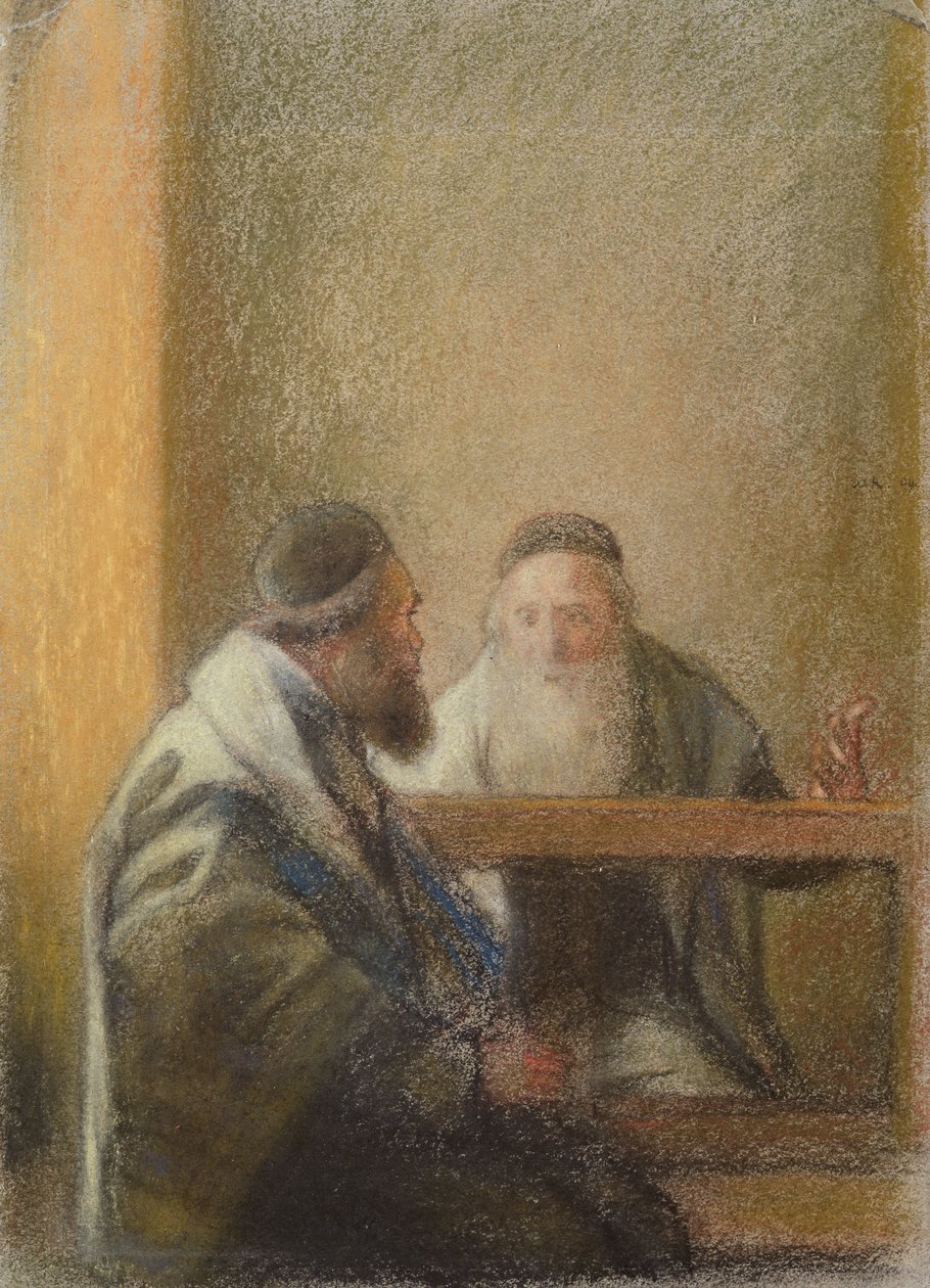Interiør med to rabbiner (pastell på papir) av William Rothenstein